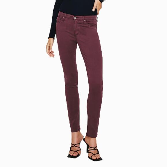 AG Adriano Goldschmied Maroon The Prima Cigarette Leg Jeans Size 32 - Picture 1 of 13